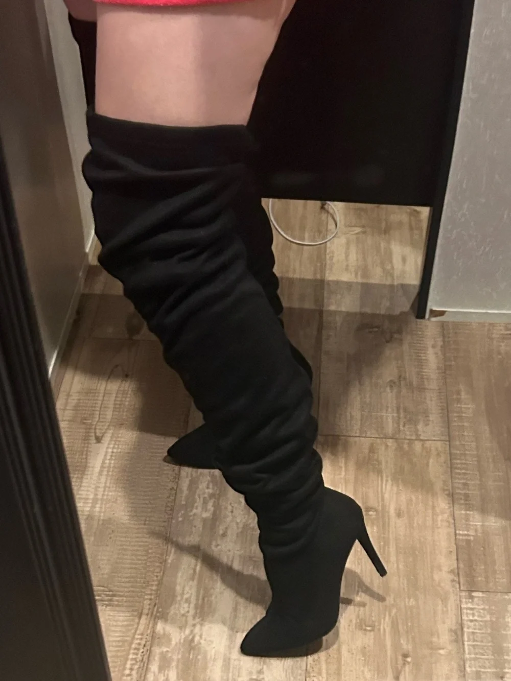 Fashion nova Black suede over knee-high boots size 7
